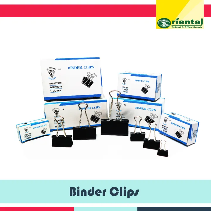 1 Dozen Binder Clips Fold Back Clip - in different sizes - 12pcs in a box - sold per box