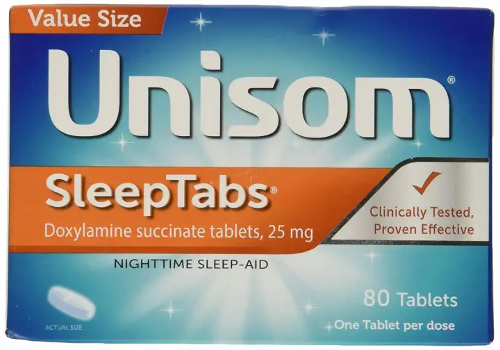 Unisom Sleep Tabs | Doxylamine | Succinate Tablets 25 miligrams | Nighttime Sleep-Aid 80Tabs