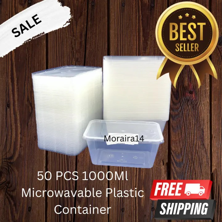 1000 ML Microwavable Plastic Container  (rectangular) on sale food container / lagayan ng foods / baunan |  good for online food business food storage with tub and lid