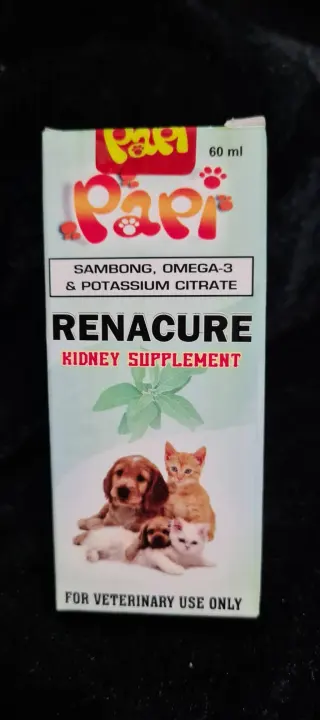 60ml.PAPI RENACURE kidney supplement sambong,omega 3,and potassium citrate for all types of dogs and cats
