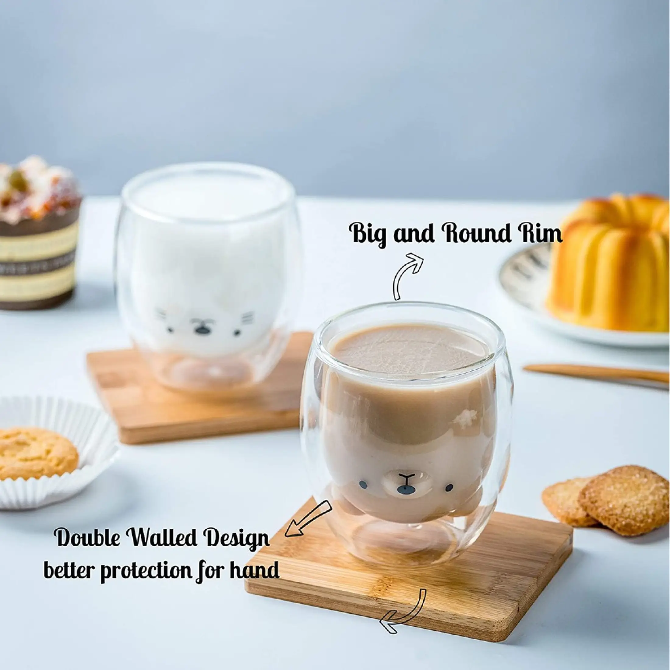 Spot Hot Sale New 21 Ph Cartoon Bear Double Wall Cup Insulated Milk Water Glass Cup Juice Mug Double Layer Coffee Mug Lazada Ph