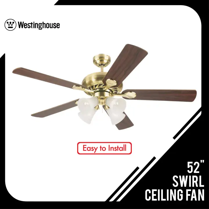 Westinghouse 52 Swirl Ceiling Fan 78078 Satin Brass With 2 Pull Chain Switch One To Turn - How To Turn Off Ceiling Fan With Pull Chain