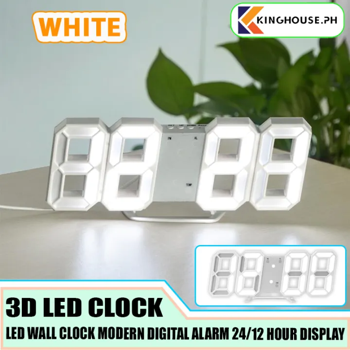 3D LED Wall Clock Modern Digital Alarm Clocks Display Home Kitchen Office Table Desk Night Wall Watch 24 Or 12 Hour Display