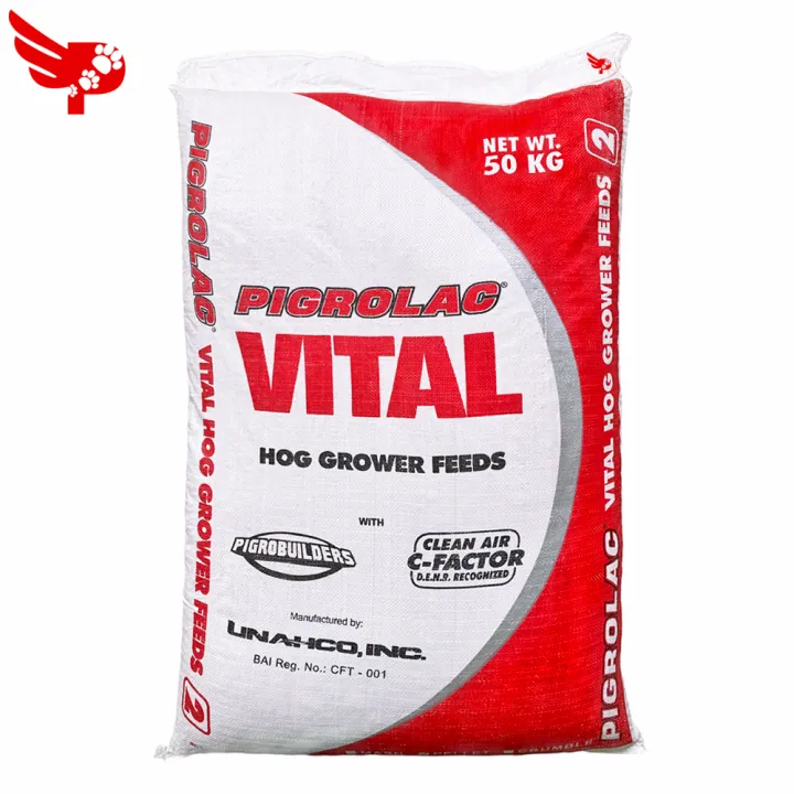 Pigrolac Vital Hog Finisher Feeds - 50KG and 25KG Repacked - For Ages 121 to 150 days - With Pigrobuilders and Clean Air Factor - For Pigs, Hogs, Swine - 50 kg and 25 kg Pig Feeds - Pig Hog Feeds - 50 kilos and 25 kilos - petpoultryph