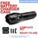 Tactical Flashlight Set heavy duty with Rechargeable Battery and Charger waterproof LED Sale COD. 