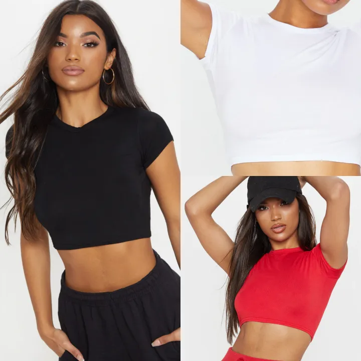 Fitted Cropped Tee - T-Shirt Tops 