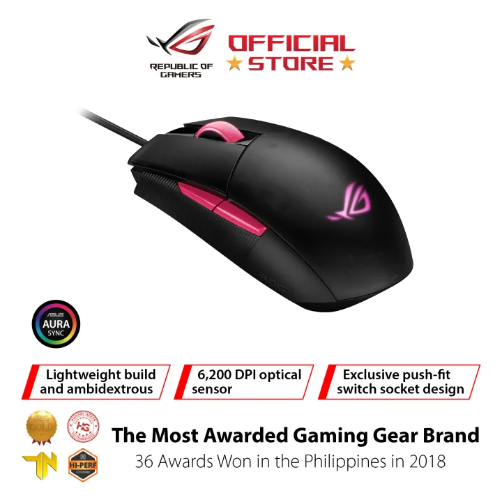 Rog Strix Impact Ii Electro Punk Is An Ambidextrous Ergonomic Gaming Mouse Featuring 6 0 Dpi Optical Sensor Lightweight Design And Aura Sync Rgb Lighting Lazada Ph