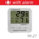 Digital Thermometer and Hygrometer / Temperature and Humidity with Audible Alarm for Home Office Warehouse (TH-27). 