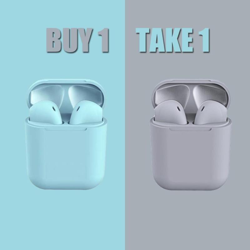 MUA 1 TẶNG 1 Tai nghe không dây Bluetooth i12 TWS Chính hãng Tai nghe inPods 12 Bluetooth 5.0 Macarons Tai nghe nhét trong tai nhỏ Thông minh cảm ứng âm thanh nổi Tai nghe thể thao có hộp sạc mic cho iP Apple Android Huawei Xiaomi Samsung