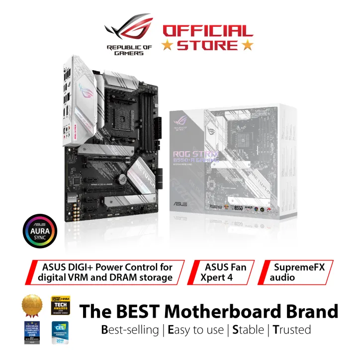 ROG Strix B550-A Gaming AMD B550 Ryzen AM4 ATX motherboard (PCIe® 4.0, 14 power stages, Intel® 2.5 Gb Ethernet, dual M.2, ASUS OptiMem II, AI Noise-Canceling Microphone, USB 3.2 Gen 2 and Aura Sync)