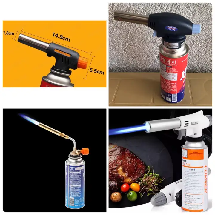 Gas blow flame gun butane auto ignition jet burner welding TORCH GUN with 2 BUTANE GAS FREE