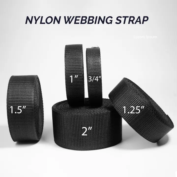 Heavy-Duty Nylon Black Strap 💪 3/4"–2" | Bags 🎒 Upholstery 🪑 Harness 🧵 DIY Webbing