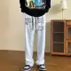 baggy pants for men fashion European and American hiphop pants high street straight-leg sweatpants retro drawstring pants. 