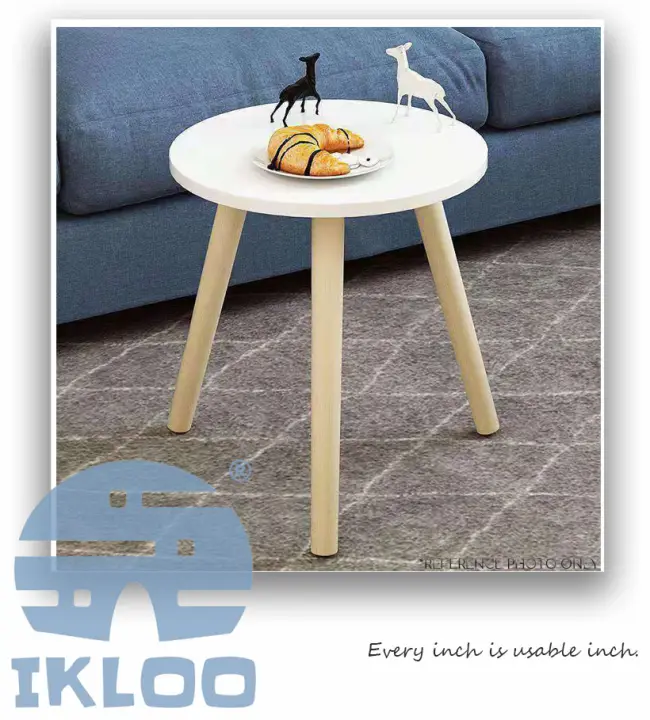 Ikloo Nordic Wood Mini Round Coffee, 30 Inch Round End Table