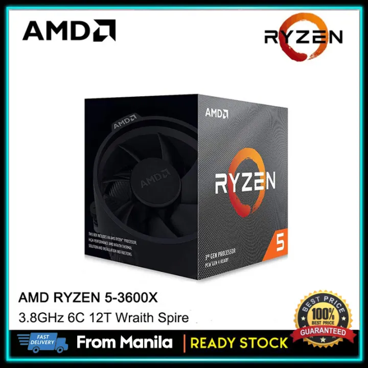 Amd Ryzen 5 3600x Processor 95w Am4 Interface Cpu 3 8ghz 4 4 Ghz Max Boost 6 Core 12 Thread Desktop Processor Amd 100 box With Wraith Spire Cooler Lazada Ph