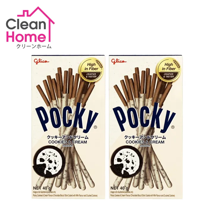 Glico Pocky Cookies & Cream Biscuit Sticks (40g x 2 packs)