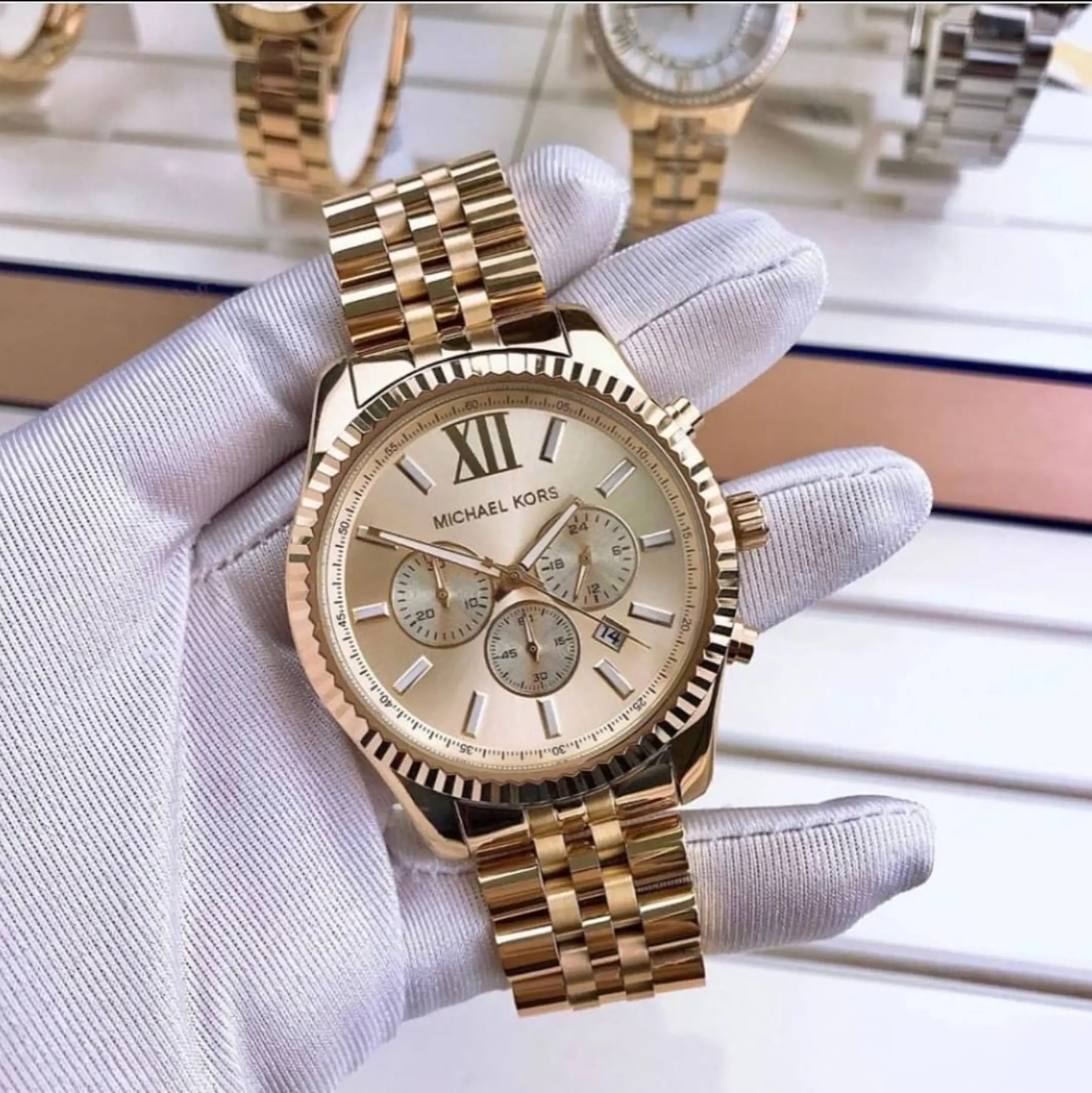 Faret vild latin Silicon Original Michael Kors MK8281 Lexington Chronograph Champagne Dial Gold Tone  Men's Watch With 1 Year Warranty For Mechanism | Lazada PH
