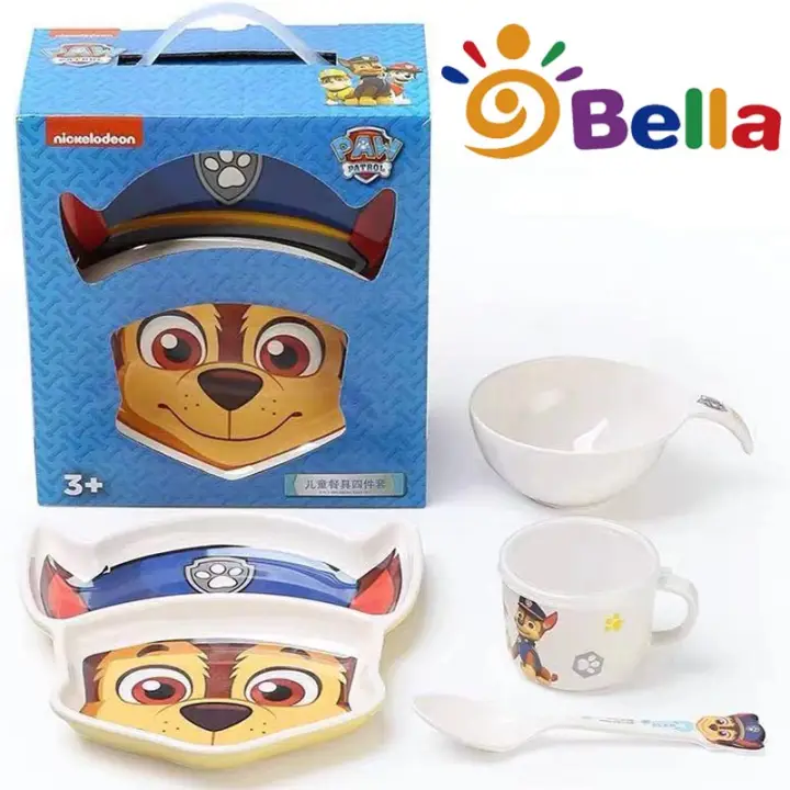 Paw Patrol Team Cartoon Dinner Plate Set Cup Spoon Bowl 4 Piece Set Gift Box Packaging Lazada Ph