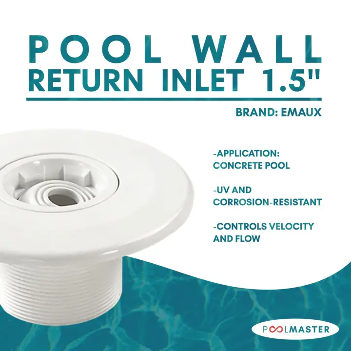 Emaux EM4410E Wall Return Inlet 50MM Solvent / 63MM G2A Screwthread