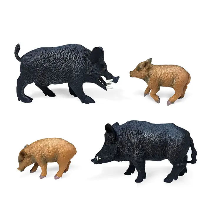 ♞In Stock Wholesale♞New Simulation Wild Boar Animal Model Set Solid Static Boar Wild Boar Pups Ornaments Scene Decoration Model Montessori Teaching Aids