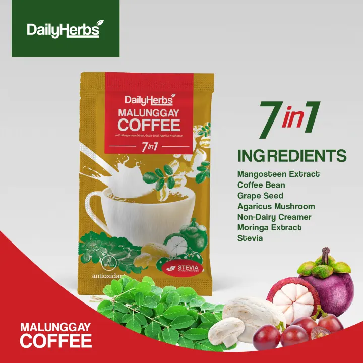 DAILY HERBS MALUNGGAY COFFEE 7in1 INGREDIENTS Lazada PH