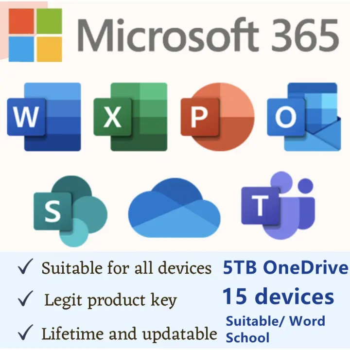 [15 Devices] Lifetime Microsoft Office 365 Onedrive 5tb License For