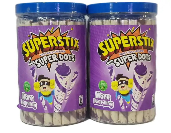 SUPERSTIX - WAFER STICK UBE FLAVOR with SUPER DOTS (pack of 2 jars x 330 grams)