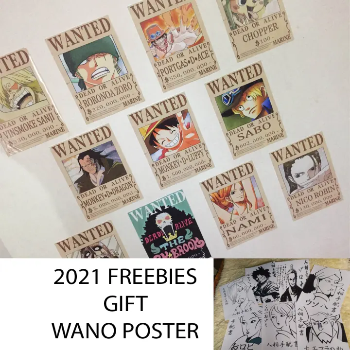 Strawhat Wanted Poster 13pcs Free Wano Wanted Poster Size Lazada Ph