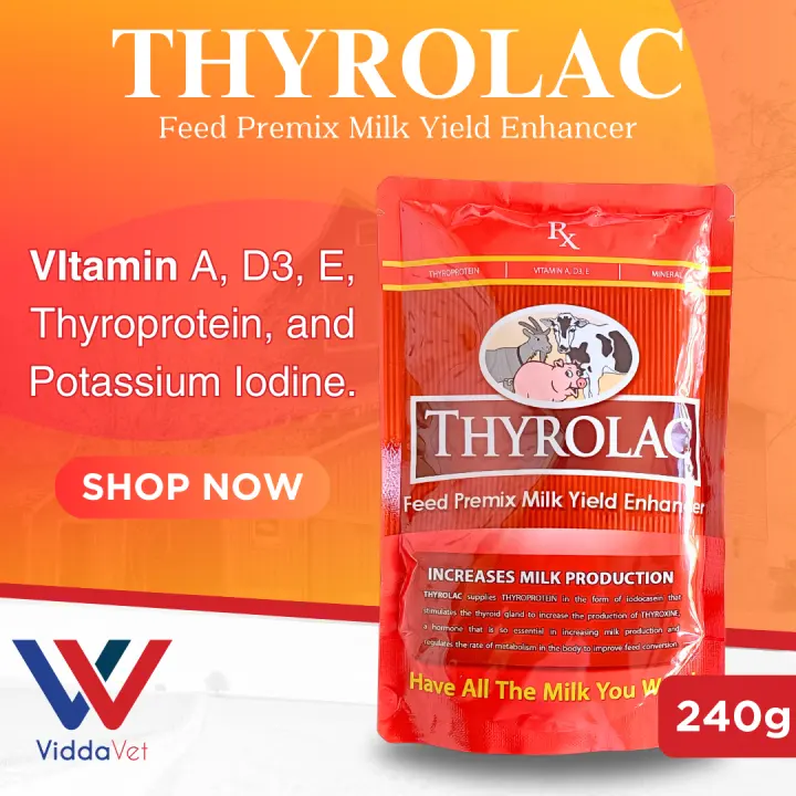 Viddavet 240g Thyrolac Feed Premix Milk Yield Enhancer for pigs, cattle, goats and horses Thyrolac milk stimulant