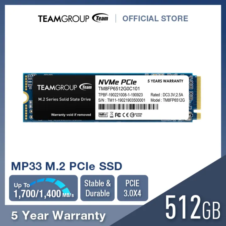 TEAMGROUP MP33 512GB M.2 NVMe PCIe Internal SSD Solid State Drive