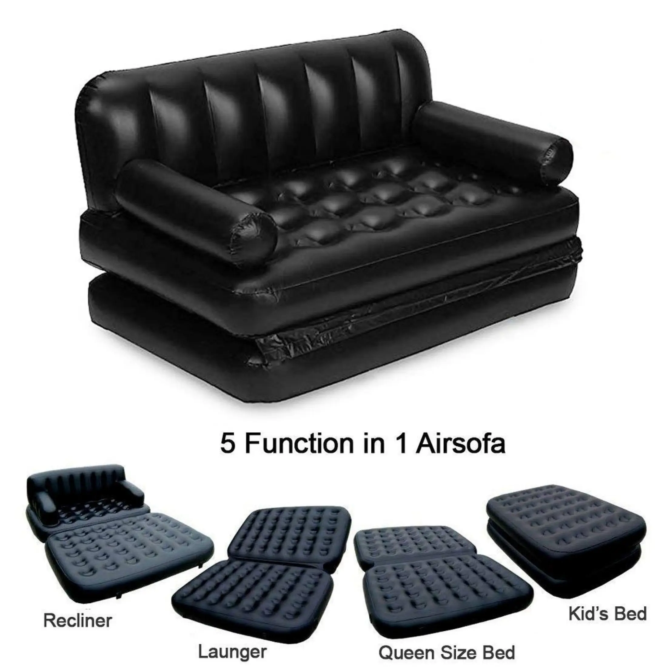 Air Cushion Folding Bed Couch, 5 In 1 Inflatable Sofa Air Bed Couch