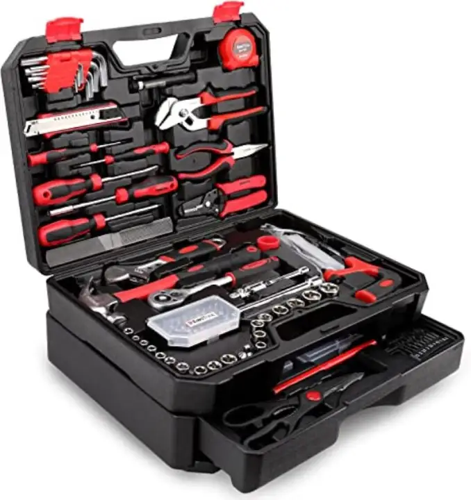 Tool Kit for Home, General Household Hand Tool Set with Solid Carrying Tool Box, Home Repair Basic Tool Kit Sets for Home Maintenance