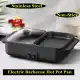 Electric Mini Grill with Hot Pot, 2 In 1 Indoor Non-Stick Hot Pot and Baking Pan Tray Plate, Electric Hot Pot Cooker with Lid for Dorm Room Student. 