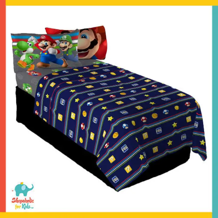 Nintendo Super Mario Trifecta Fun Sheet, Mario Bed Sheets Twin