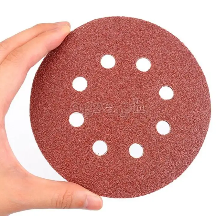 Pack of 20pcs Single Grit Aluminum Oxide 8-Hole Sanding Discs 125mm (5”)