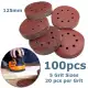 Pack of 100pcs Assorted Grit Aluminum Oxide 8-Hole Sanding Discs 125mm (5”). 