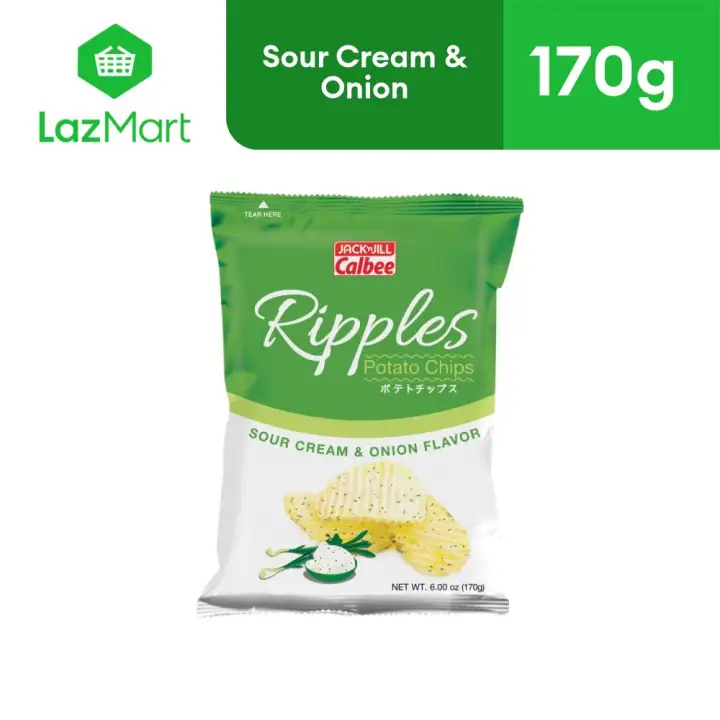 Calbee Ripples Wavy Potato Chips Sour Cream & Onion Party Size 170g