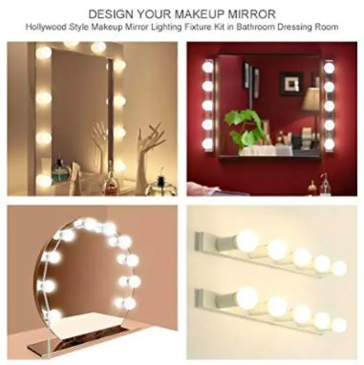 Hollywood Style Led Vanity Mirror, Makeup Mirror With Lights Attached To Wall