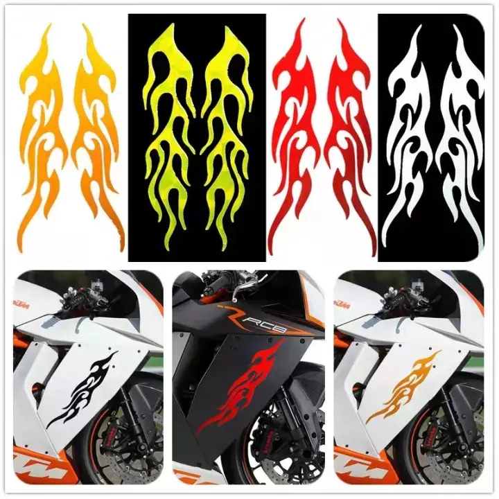 2PCS 12cm 19cmMotorcycle flame rearview mirror flame car paste flame