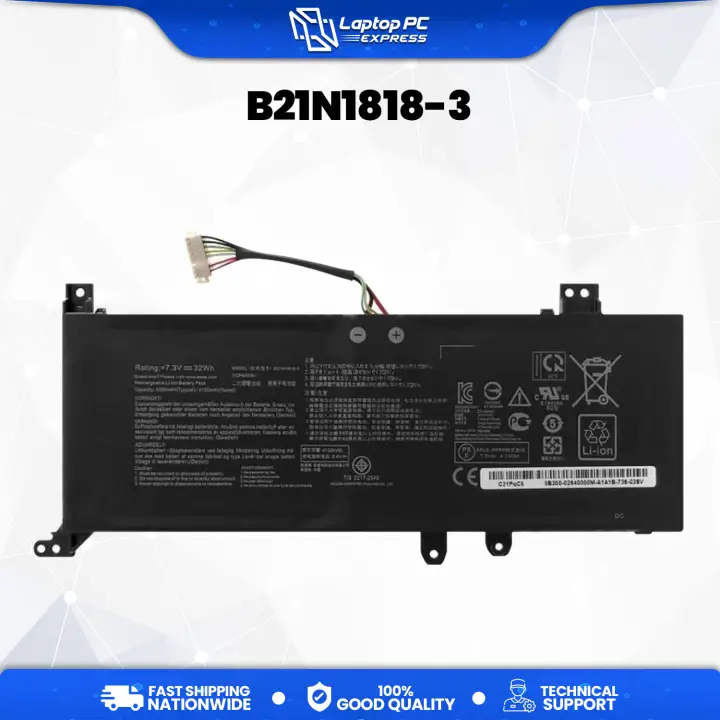 PC Tech Laptop Battery Asus B21N1818-3 Compatible with part number: (2ICP6/60/81) Asus M509 M509DA-EJ153T Serie Notebook