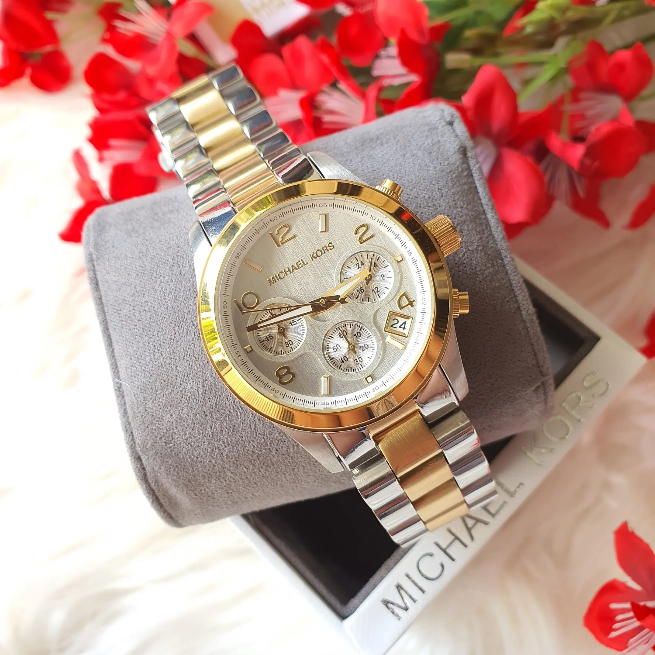 Original Michael Kors Silver Gold Tone Chronograph Women's Watch | Lazada PH