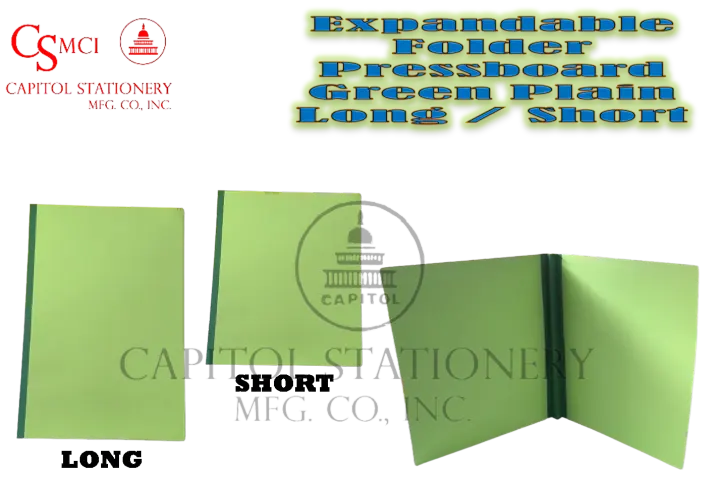 10 pcs. Pressboard Folder/ Expanding / Expandable Folder Green Plain (Long and Short)