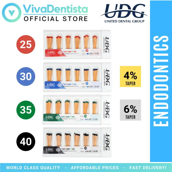 UDG Bioceramic Gutta Percha Points 4% Taper 6% Taper, Dental Endodontics | VivaDentista