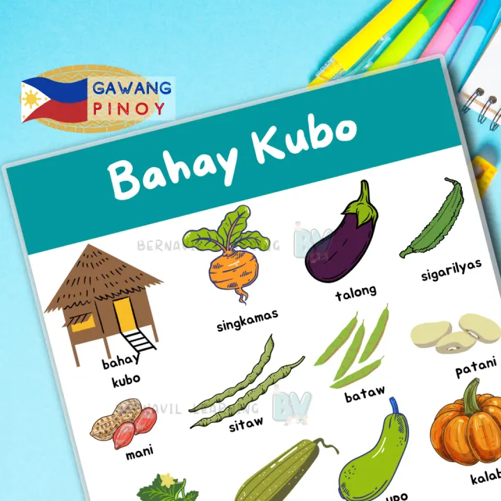 Bahay Kubo Chart | Filipino/ Tagalog Laminated Educational Chart