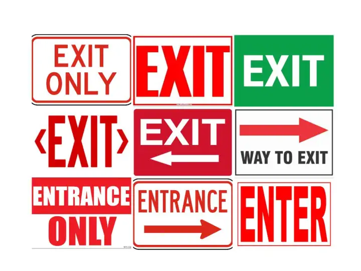 Entrance Exit Signages (Laminated Signage and Waterproof Vinyl Sticker ...