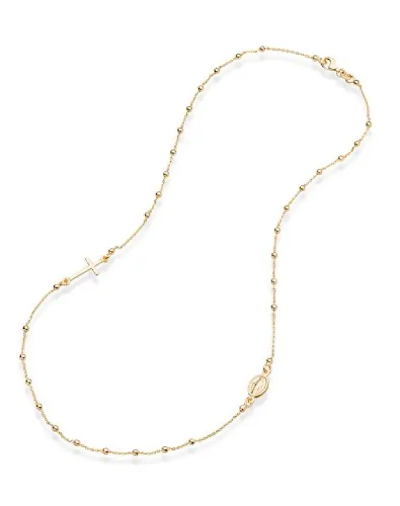 Miabella 18k Gold Over Sterling Silver Italian Rosary Beaded Sideways Cross Necklace Link Chain 16 18 22 Inch For Women S 925 Italy Inches Lazada Ph Miabella 18k Gold Over Sterling Silver