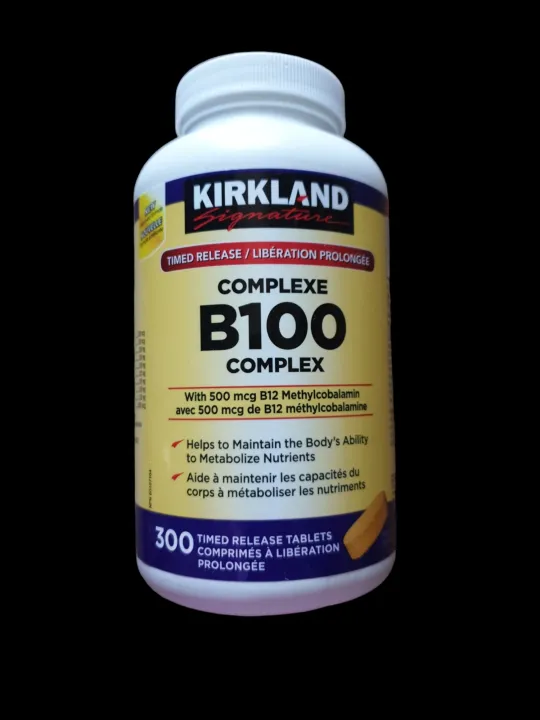 Kirkland B100 COMPLEX  with 500mcg B12.; 300 Timed Release Tablets, Exp. 10/2026
