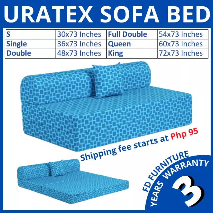 Original Uratex Neo Sofa Bed All Sizes, Double Sofa Bed Dimensions Size