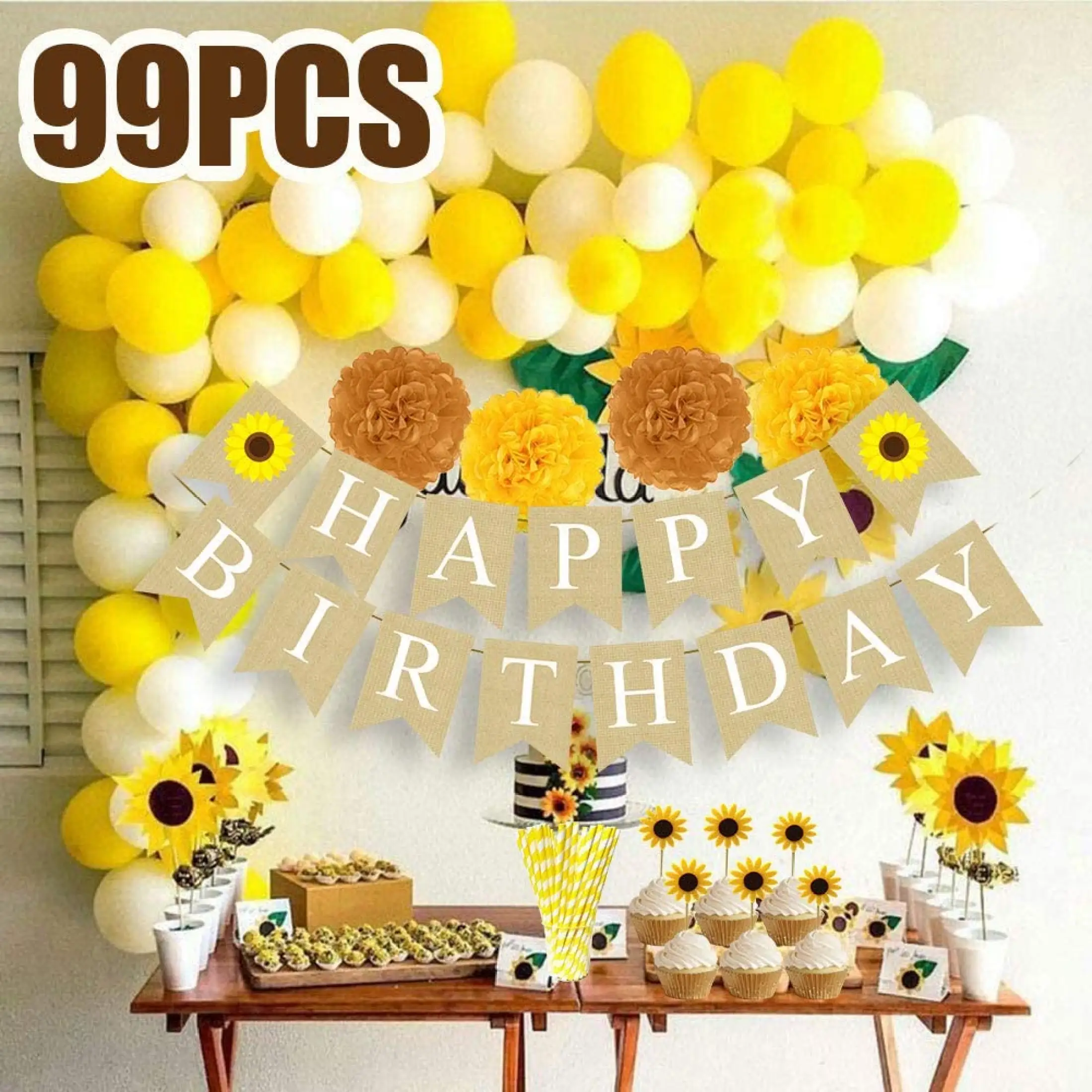 Funnlot 99pcs Sunflower Birthday Decorations Sunflower Party Supplies With Sunflower Happy Birthday Banner Sunflowers Artificial Flowers Sunflowers Cupcake Toppers Balloon Garland Kit Straws Pom Poms Lazada Ph