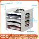 5 layer File Storage Rack Desk A4 Paper File Holder Long Bond Sundries Table Storage Box PVC Wood Desktop Book Magazine Desk Shelf Home Office Stationery Organizer Table Rack【24h Delivery】. 